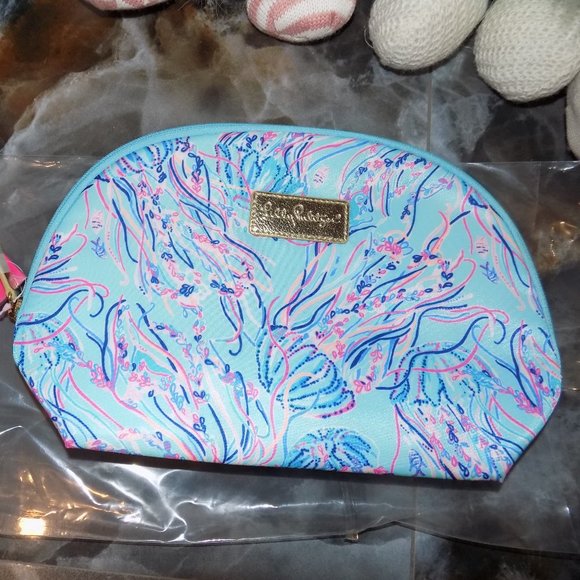 Lilly Pulitzer Bayside Blue Under the Moon Eisley Pouch NEW - Picture 1 of 3
